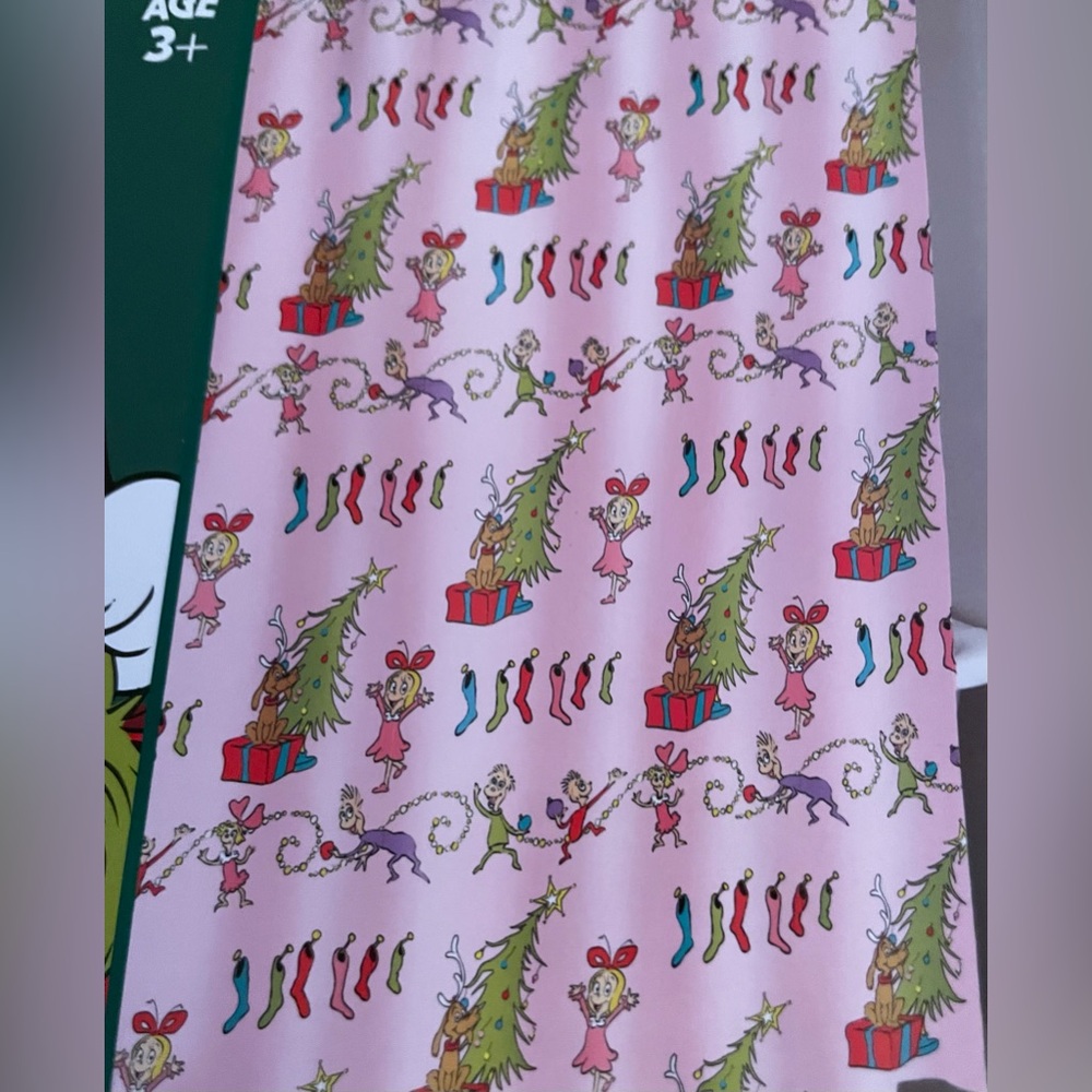 The grinch shower curtain Cindy Lou & max pink background new